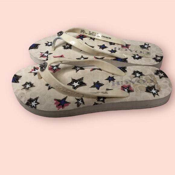Coach Abbigail Star Rubber Chalk White Thong Flip Flops/Sandals Sz 5 - Picture 6 of 12